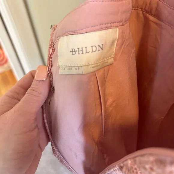 BHLDN Rosaline Dress Size Small Light Pink Lace Cutout Mini Lilac Occasion - Picture 9 of 11